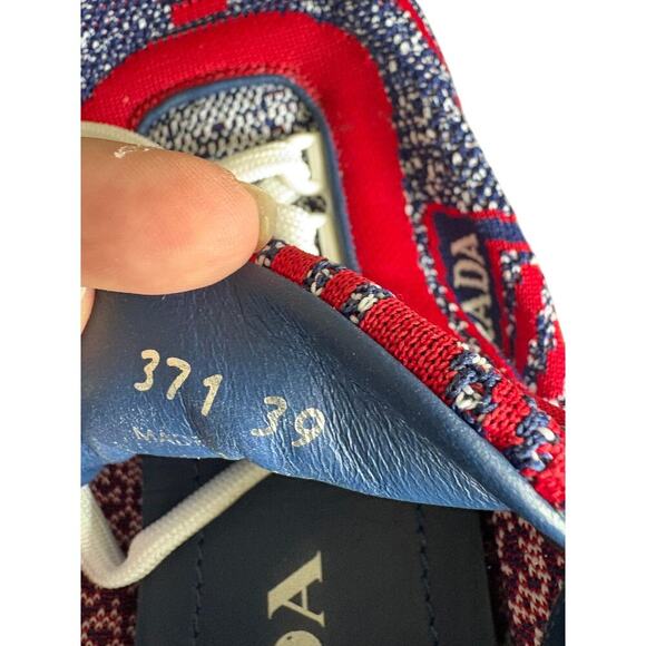 Prada Prax 01 Knit Sneakers Size 39 Red Blue Rare Luxury Trainers - Picture 3 of 8